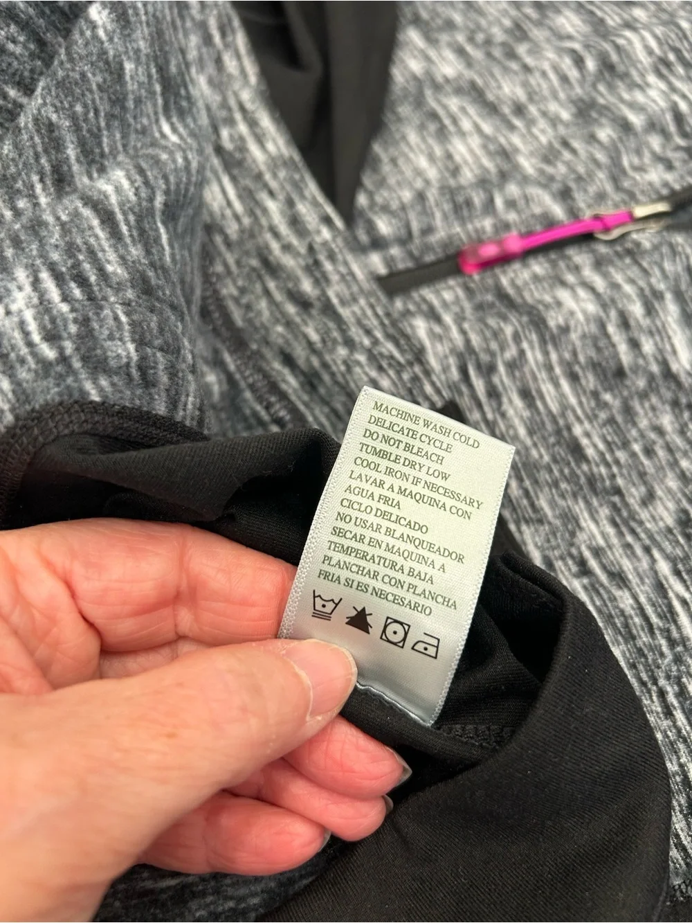 Heathered Gray Full-Zip Jacket with Pink Accents